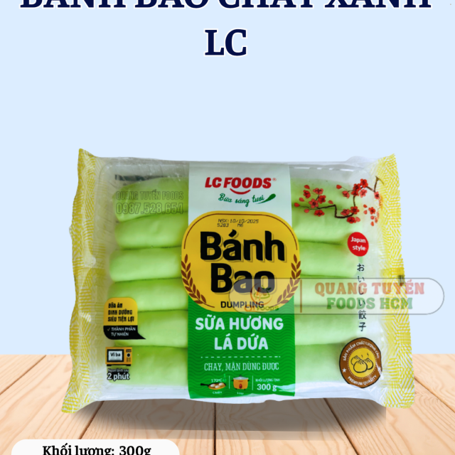 BÁNH BAO  CHAY XANH LÁ DỨA LC 12C 300G